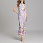 Kirsten - Women’s Sheer Overlay Floral Embroidered Dress
