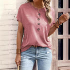 Lauren - Women's Short Sleeve Henley T-Shirt
