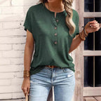 Lauren - Women's Short Sleeve Henley T-Shirt