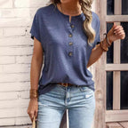 Lauren - Women's Short Sleeve Henley T-Shirt