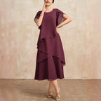 Lauren - Women's Layered Chiffon Midi Dress