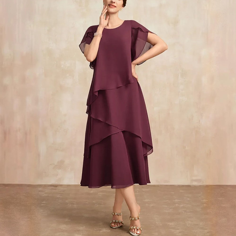 Lauren - Women's Layered Chiffon Midi Dress