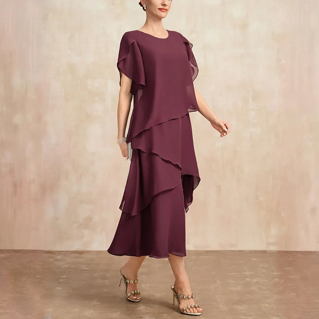 Lauren - Women's Layered Chiffon Midi Dress