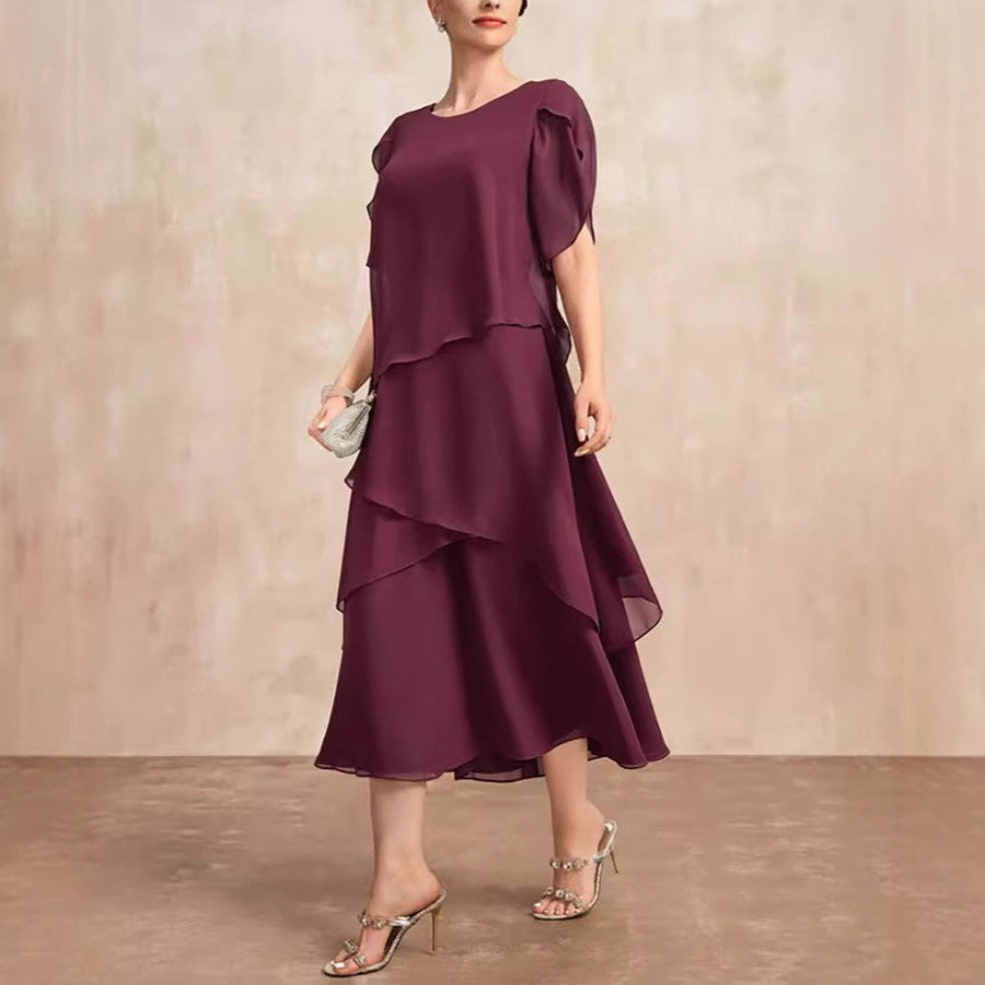 Lauren - Women's Layered Chiffon Midi Dress
