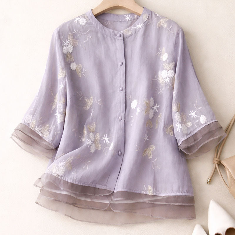 Lennox - Women’s Floral Embroidered Blouse