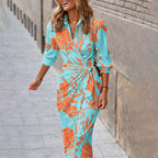 Leslie - Women's Printed Wrap Style Dress