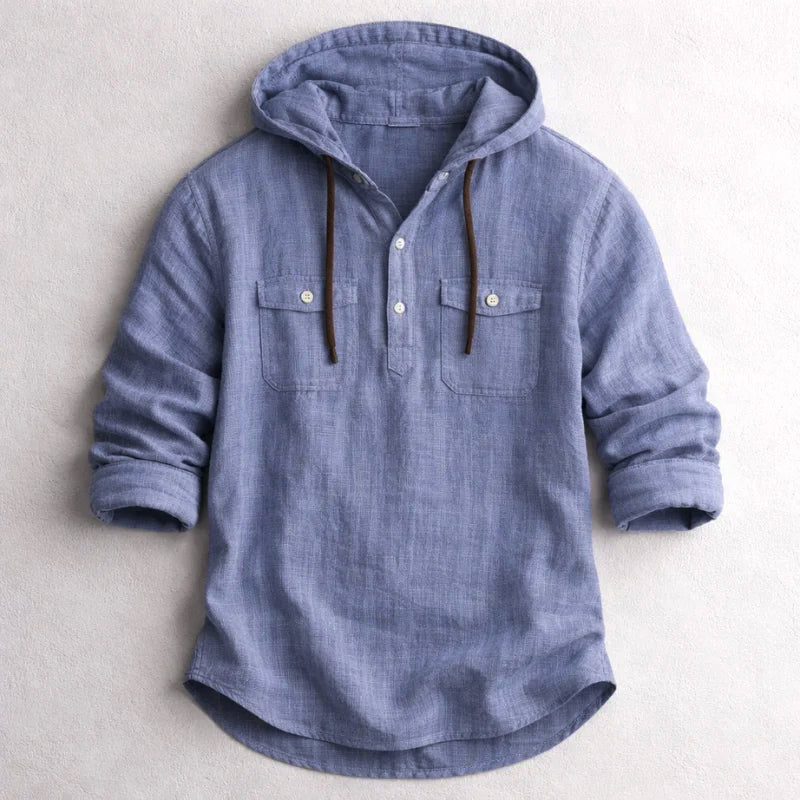 Liam - Men's Hooded Cotton Shirt with Pockets