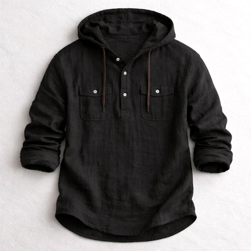 Liam - Men's Hooded Cotton Shirt with Pockets