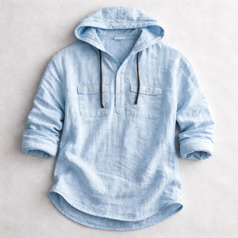 Liam - Men's Hooded Cotton Shirt with Pockets