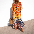 Lillian - Women’s Printed Button Front Maxi Shirt Dress