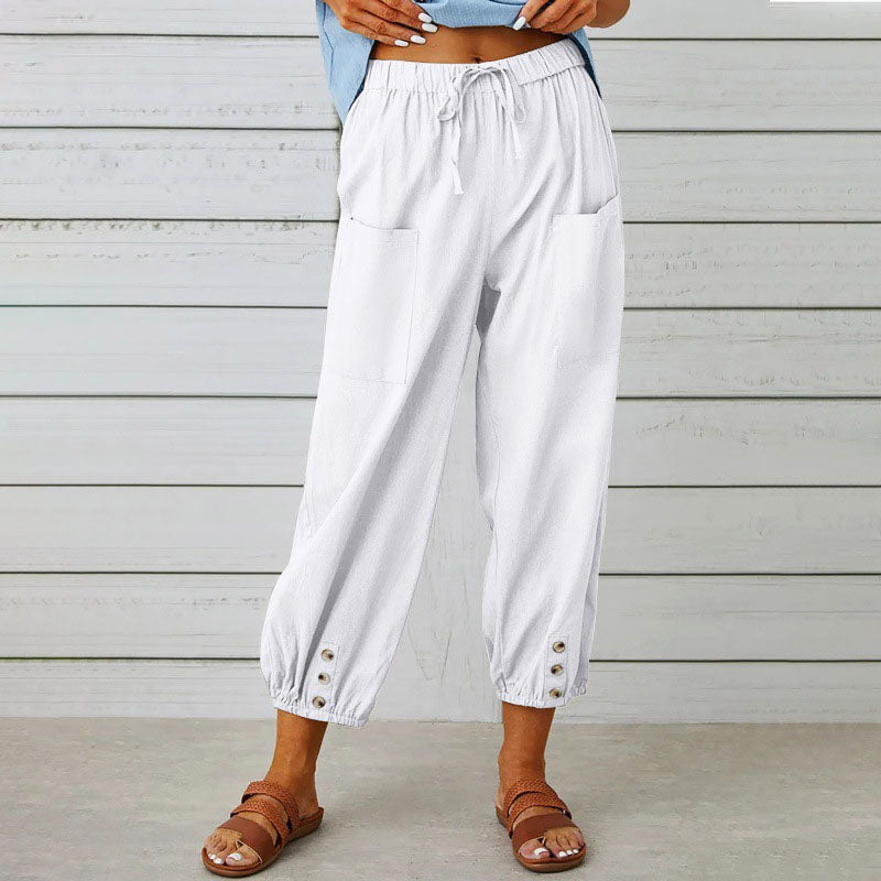 Lily - Women’s Relaxed Cropped Pants with Pocket Detail