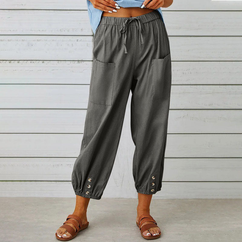 Lily - Women’s Relaxed Cropped Pants with Pocket Detail