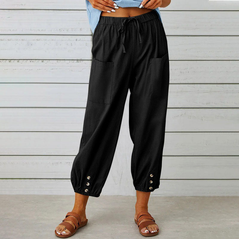 Lily - Women’s Relaxed Cropped Pants with Pocket Detail