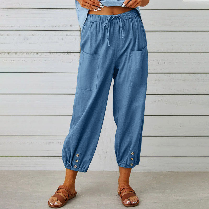 Lily - Women’s Relaxed Cropped Pants with Pocket Detail