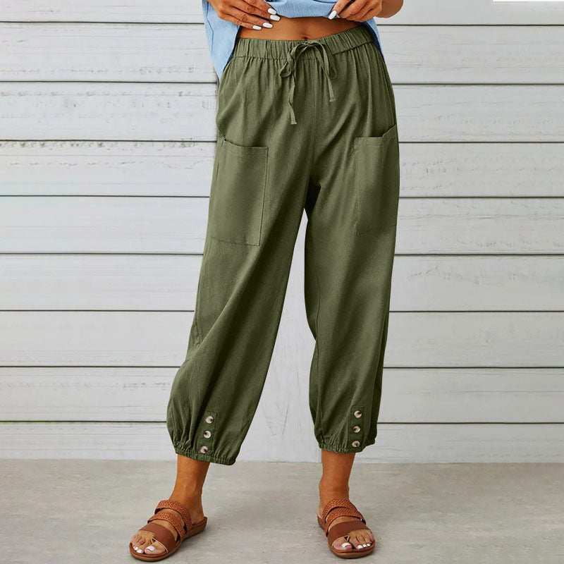 Lily - Women’s Relaxed Cropped Pants with Pocket Detail