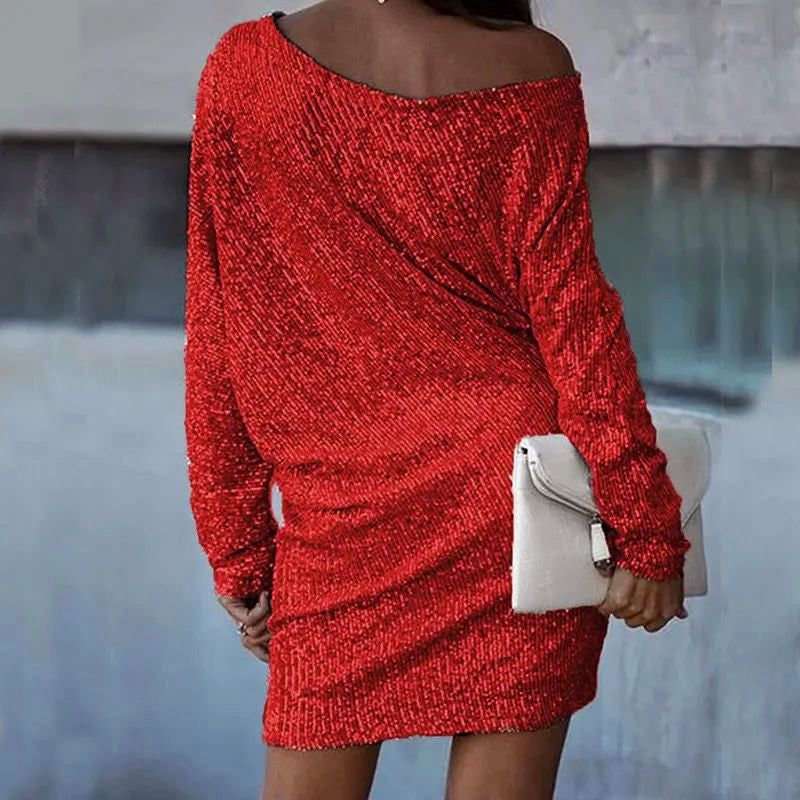 Lindsey - Women's Sequin Mini Dress with Long Sleeves