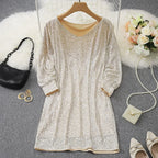 Lindsey - Women's Sequin Mini Dress with Long Sleeves