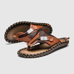 Logan - Men’s Leather Toe Post Strap Sandals