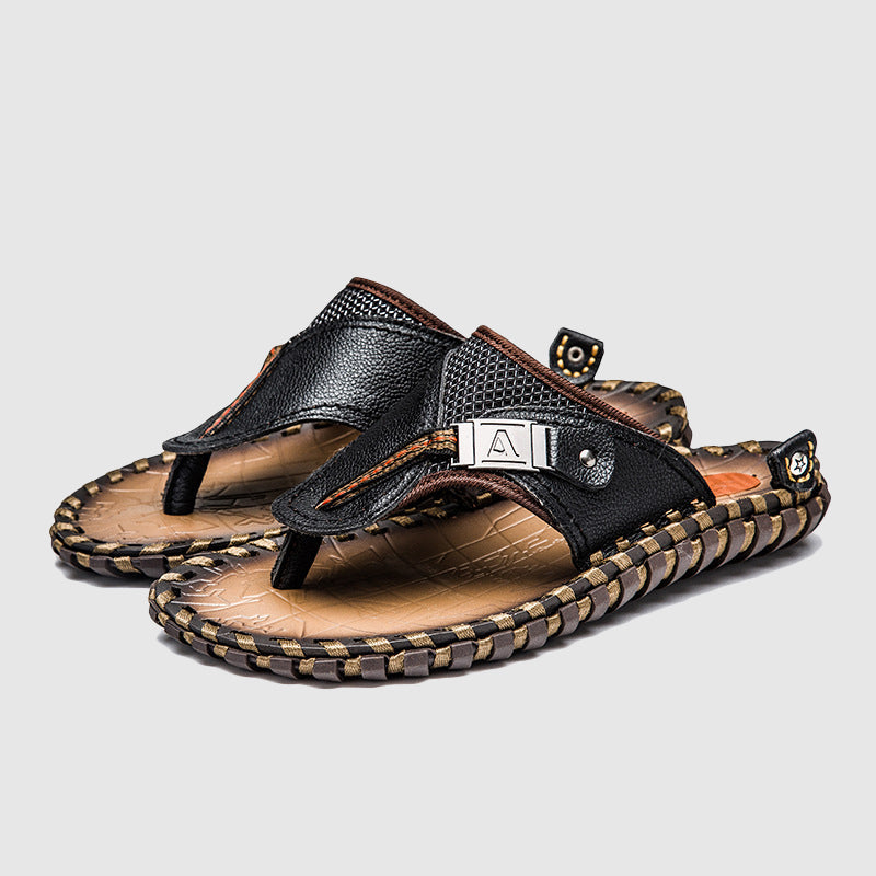 Logan - Men’s Leather Toe Post Strap Sandals