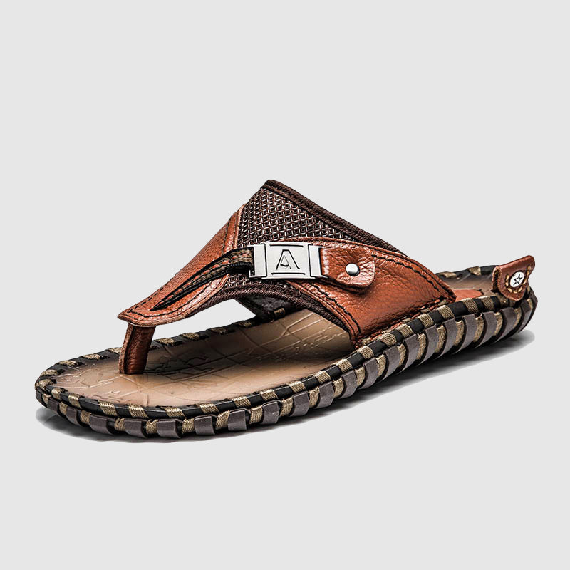 Logan - Men’s Leather Toe Post Strap Sandals