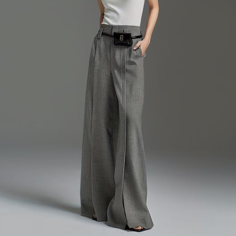 Madison - Women’s Tailored Wide Leg Front Slit Pants