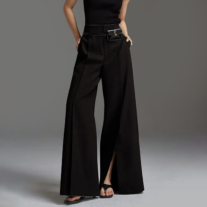 Madison - Women’s Tailored Wide Leg Front Slit Pants