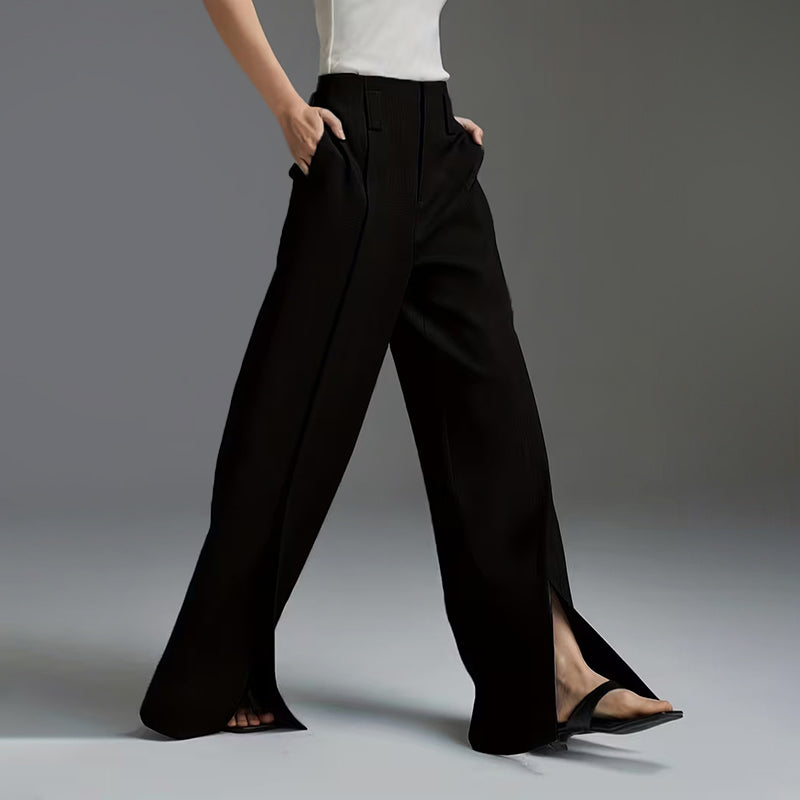 Madison - Women’s Tailored Wide Leg Front Slit Pants