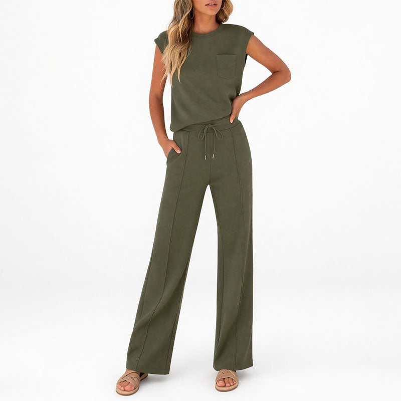 Marlow - Women’s Sleeveless Top and Wide Leg Pants Set