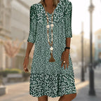 Mary - Women’s Floral Midi Dress with Ruffle Hem