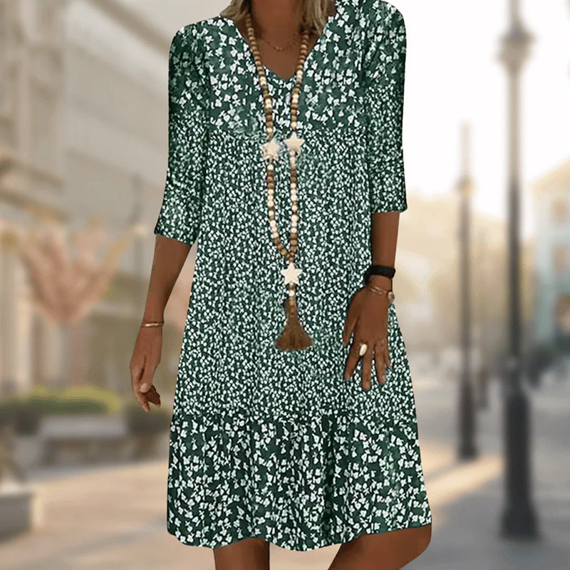 Mary - Women’s Floral Midi Dress with Ruffle Hem