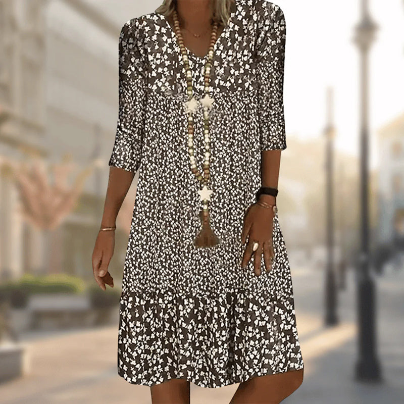 Mary - Women’s Floral Midi Dress with Ruffle Hem
