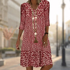 Mary - Women’s Floral Midi Dress with Ruffle Hem