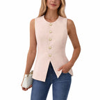 Maureen - Women’s Sleeveless Button Front Vest Top