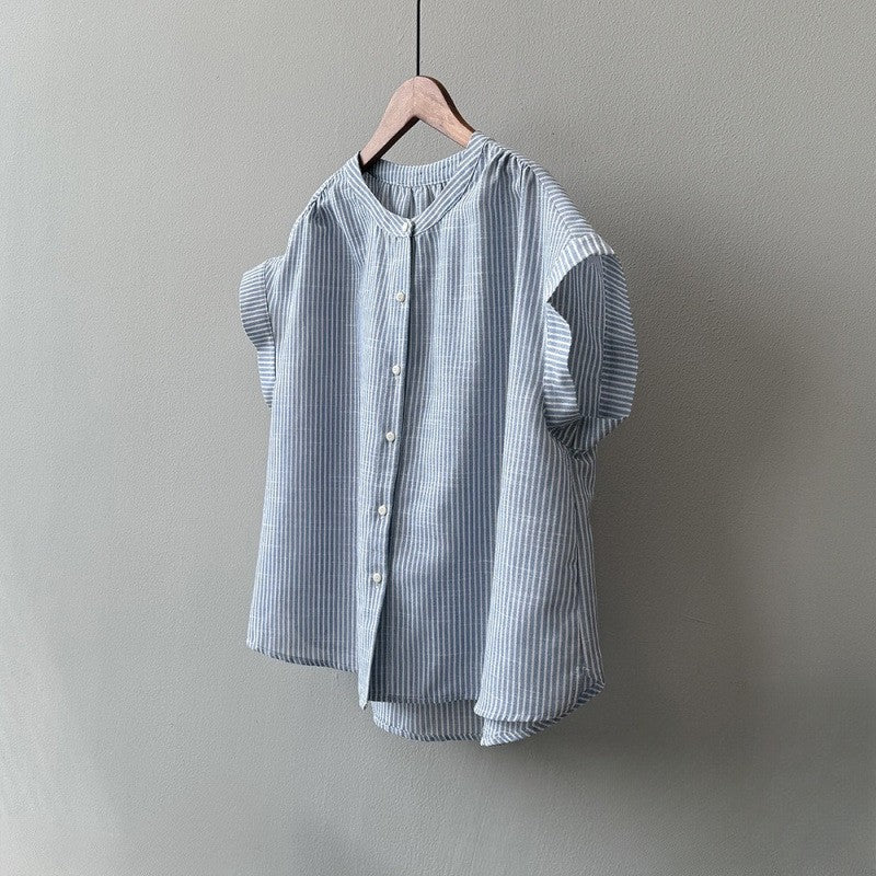 Megan - Women's Striped Button Down Blouse