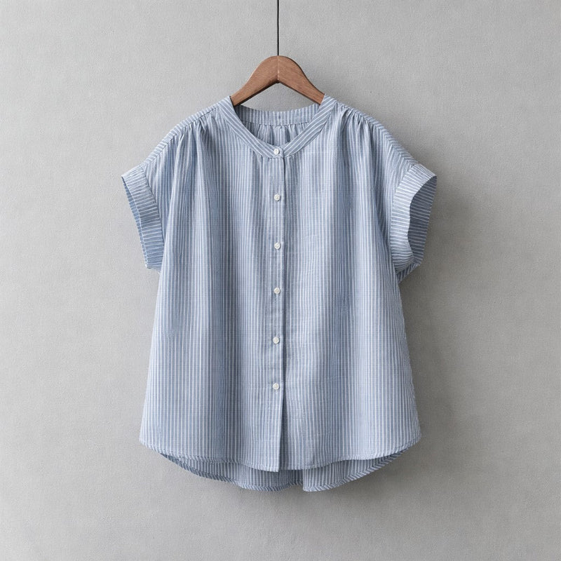 Megan - Women's Striped Button Down Blouse