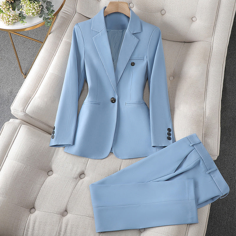 Megan - Women’s Tailored Blazer Straight Leg Pants Set