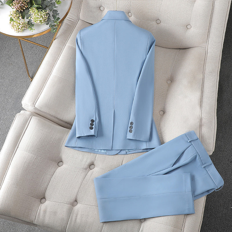 Megan - Women’s Tailored Blazer Straight Leg Pants Set