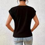Megan - Casual V-Neck Top with Draped Front