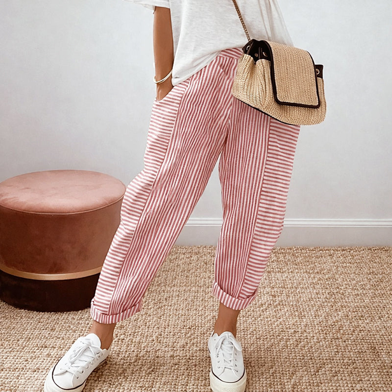 Megan - Women's Relaxed Fit Striped Casual Pants