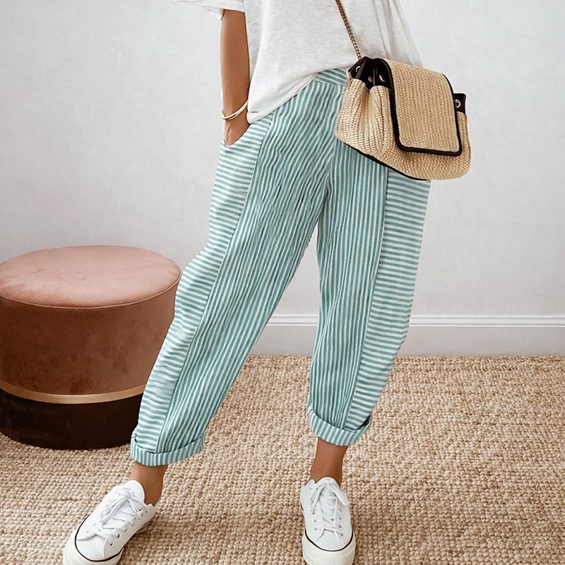 Megan - Women's Relaxed Fit Striped Casual Pants