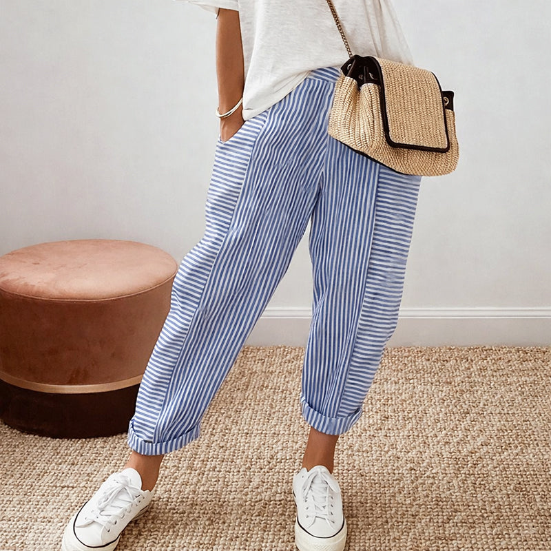 Megan - Women's Relaxed Fit Striped Casual Pants