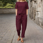 Meredith - Women’s Top and Tapered Pants Set