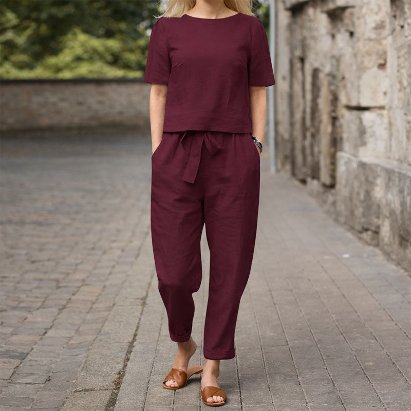 Meredith - Women’s Top and Tapered Pants Set