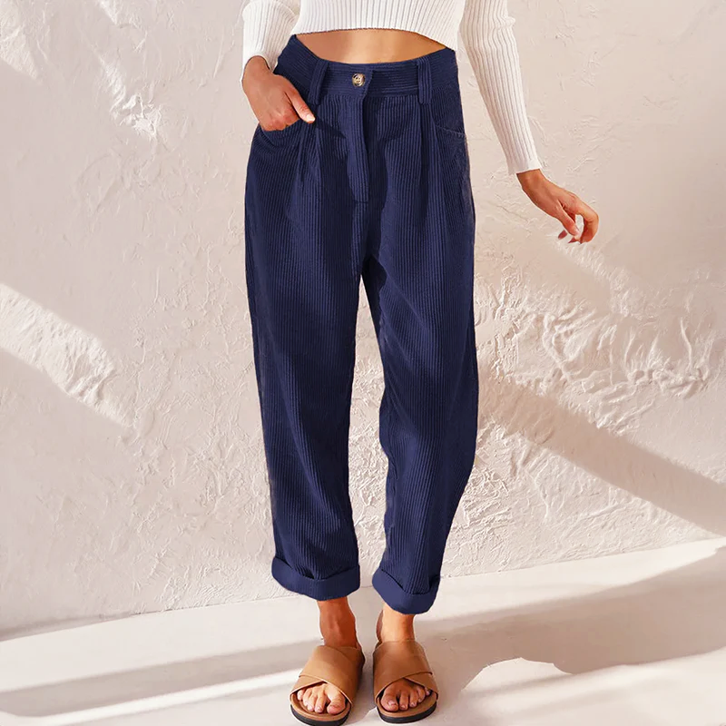 Mia - Women’s Button Front Corduroy Casual Pants