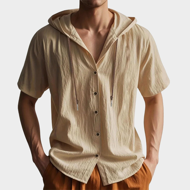 Michael - Men's Casual Hooded Short Sleeve Shirt