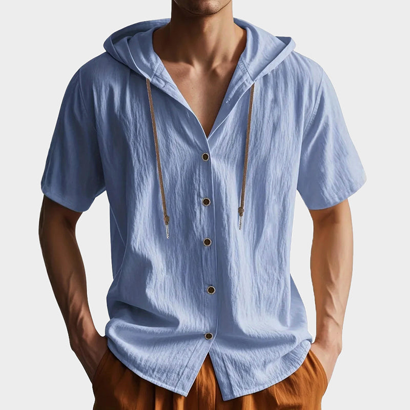 Michael - Men's Casual Hooded Short Sleeve Shirt
