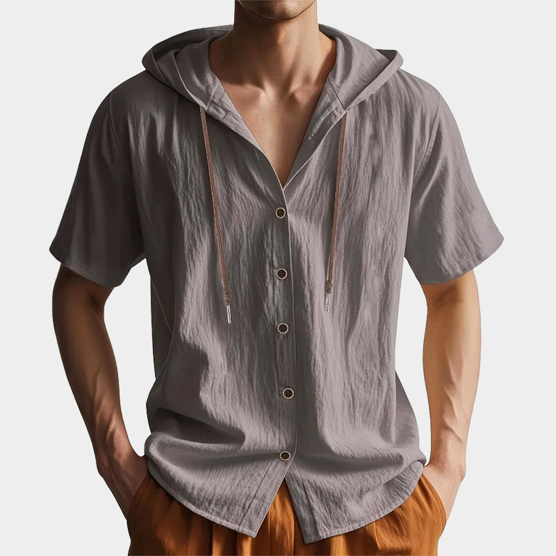 Michael - Men's Casual Hooded Short Sleeve Shirt