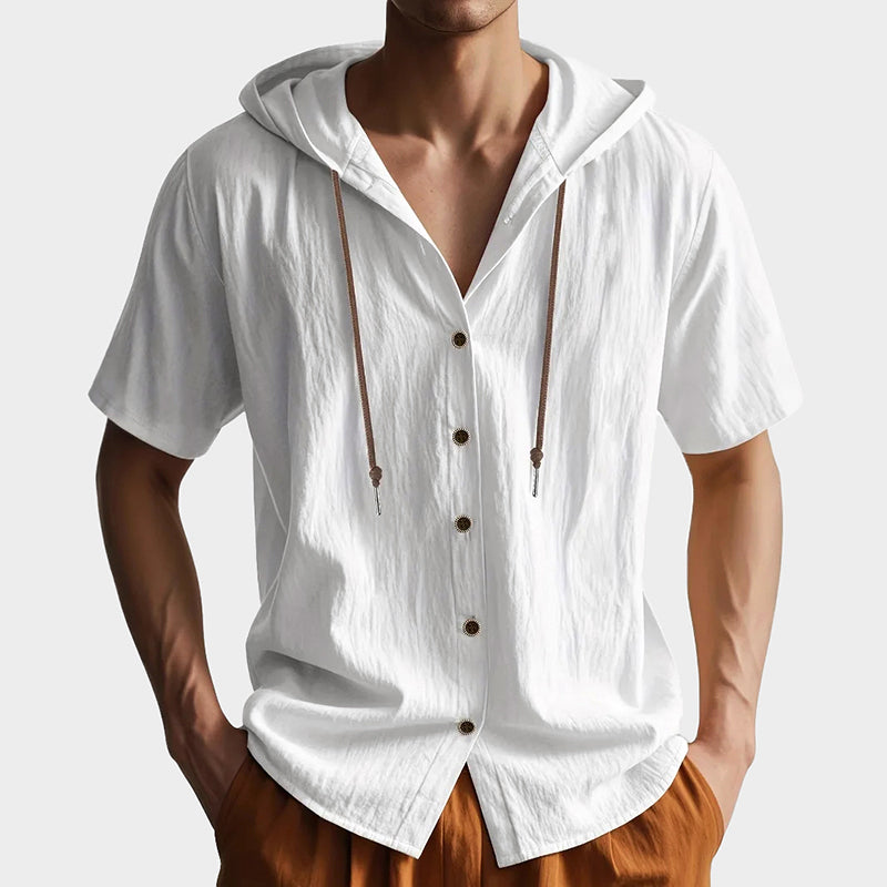 Michael - Men's Casual Hooded Short Sleeve Shirt