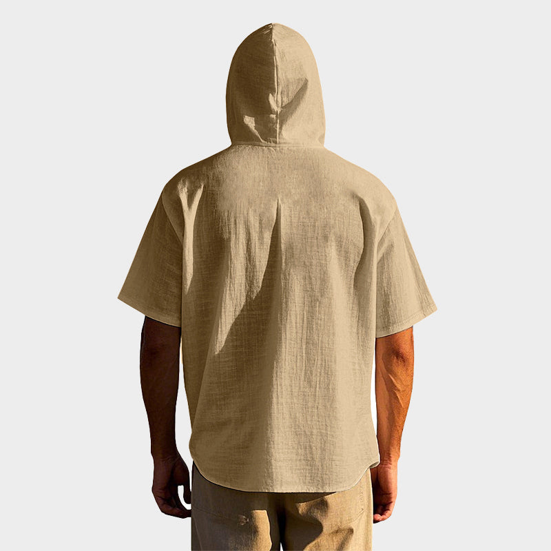 Michael - Men's Casual Hooded Short Sleeve Shirt