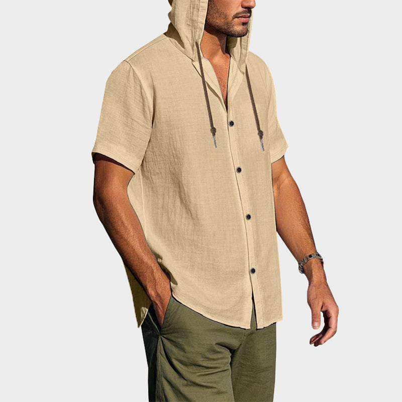 Michael - Men's Casual Hooded Short Sleeve Shirt